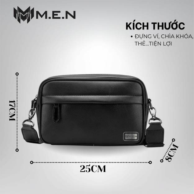 Túi đeo chéo da trơn MEN Mr7 Đen {SIÊU SALE}