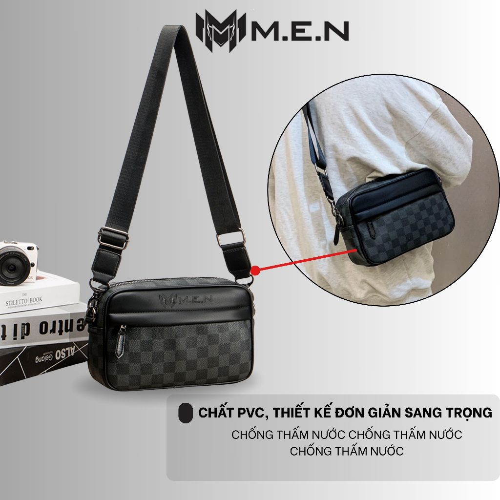 Túi đeo chéo da Caro Ngang bảng lớn 2 mặt M.E.N siêu chất [CAO CẤP]