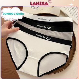 COMBO 3 Quần lót cotton nữ cạp vừa tôn dáng gợi cảm họa tiết basic cá tính năng động LANIXA L8822