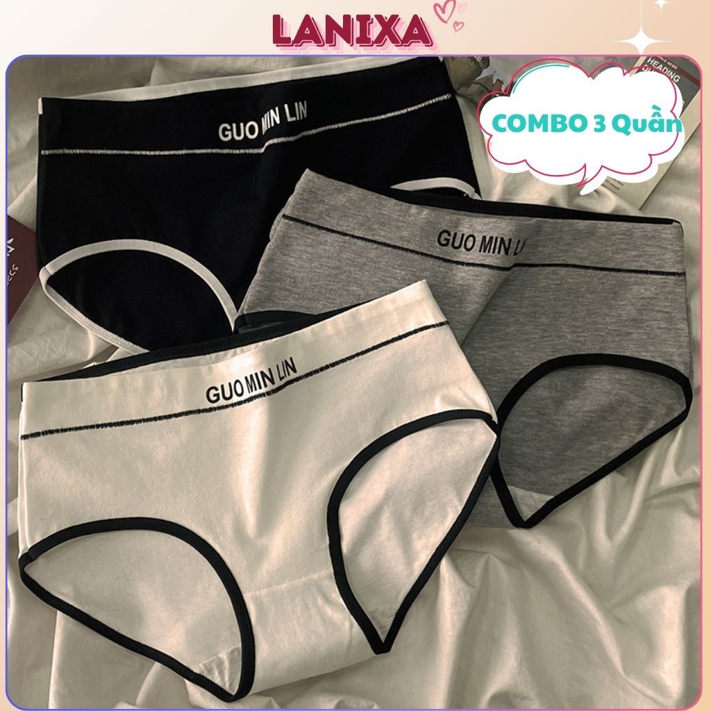 COMBO 3 Quần lót cotton dày dặn thấm hút tốt cạp vừa tôn dáng quyến rũ kiểu dáng basic LANIXA L663