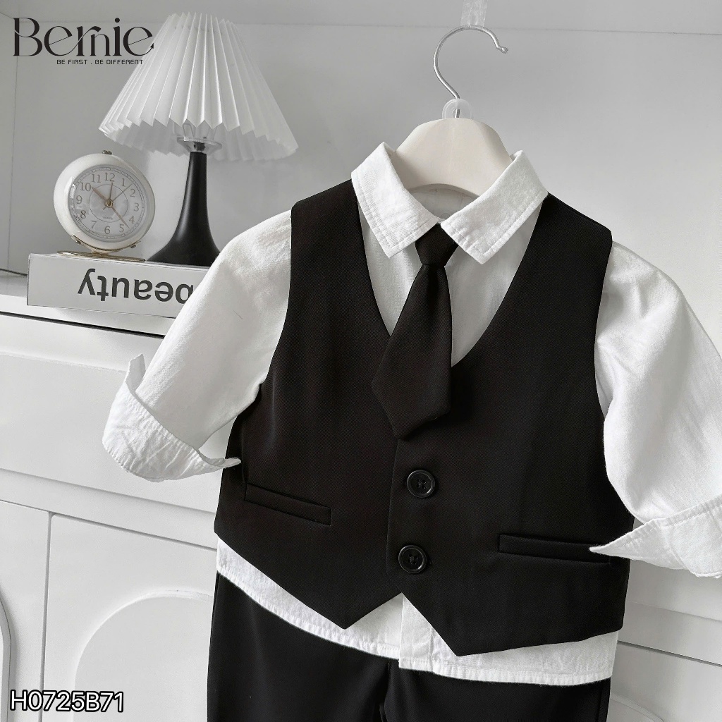 Set vest công tử dài tay 6 chi tiết bé trai, set công tử phong cách hoàng gia bảnh bao cho bé