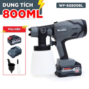 Máy Phun Sơn Pin Workfix WF-SG800ML – Máy Phun Sơn Dung Tích 800M, 2 Chế Độ Phun, Chân Pin Phổ Thông