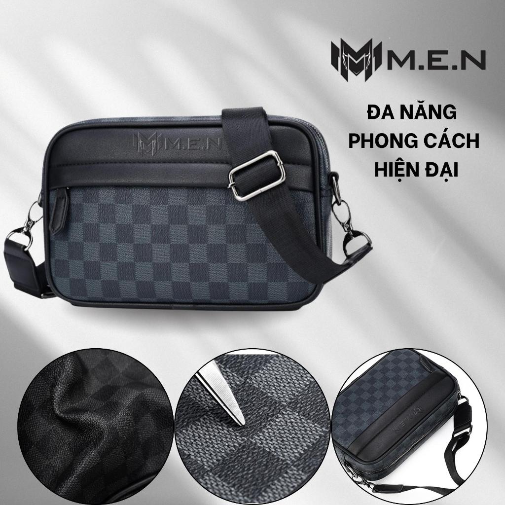 Túi đeo chéo da Caro Kiểu Ngang M.E.N đen xanh {FREESHIP}
