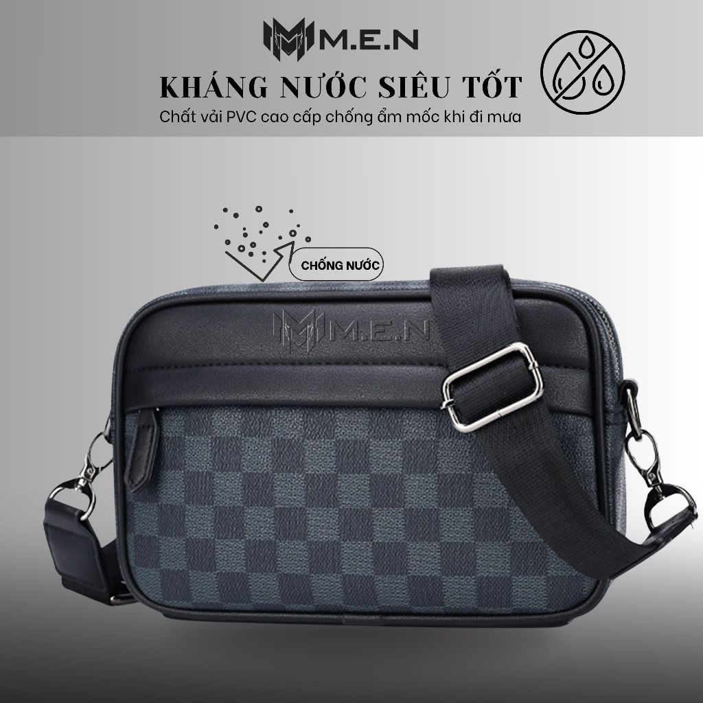 Túi đeo chéo da Caro Kiểu Ngang M.E.N đen xanh {FREESHIP}