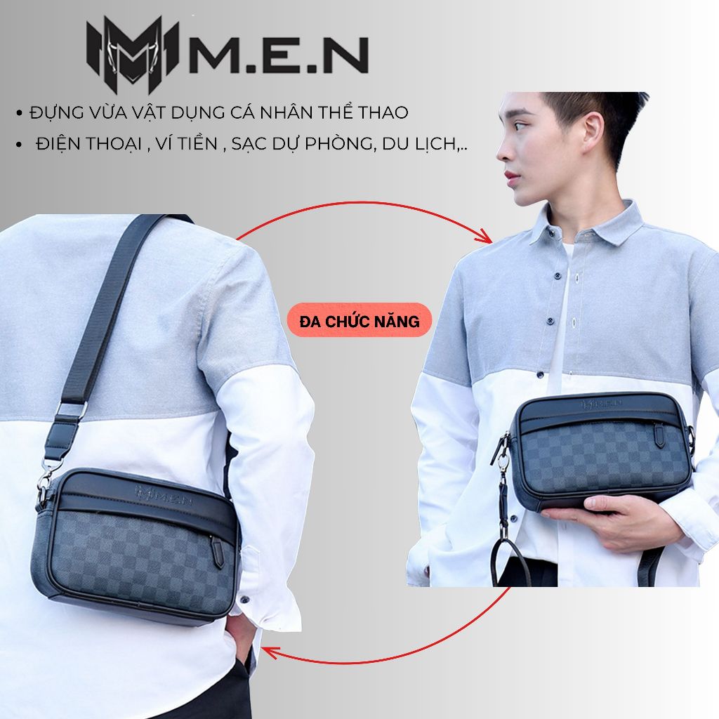 Túi đeo chéo da Caro Sport M.E.N xanh đen [VIP]