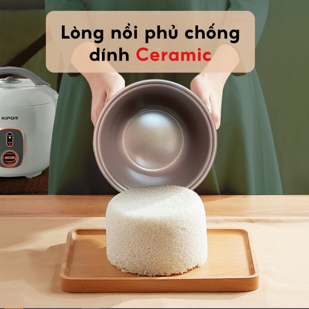 Nồi cơm điện 1.0L KIPOR KP-N923 - Lòng nồi chống dính CERAMIC 5