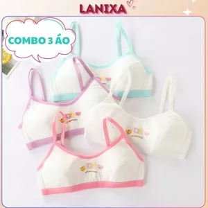 COMBO 3 Áo lá bé gái tuổi dậy thì cotton khóa cài 3 nấc tiện lợi họa tiết xinh xắn cute LANIXA B528