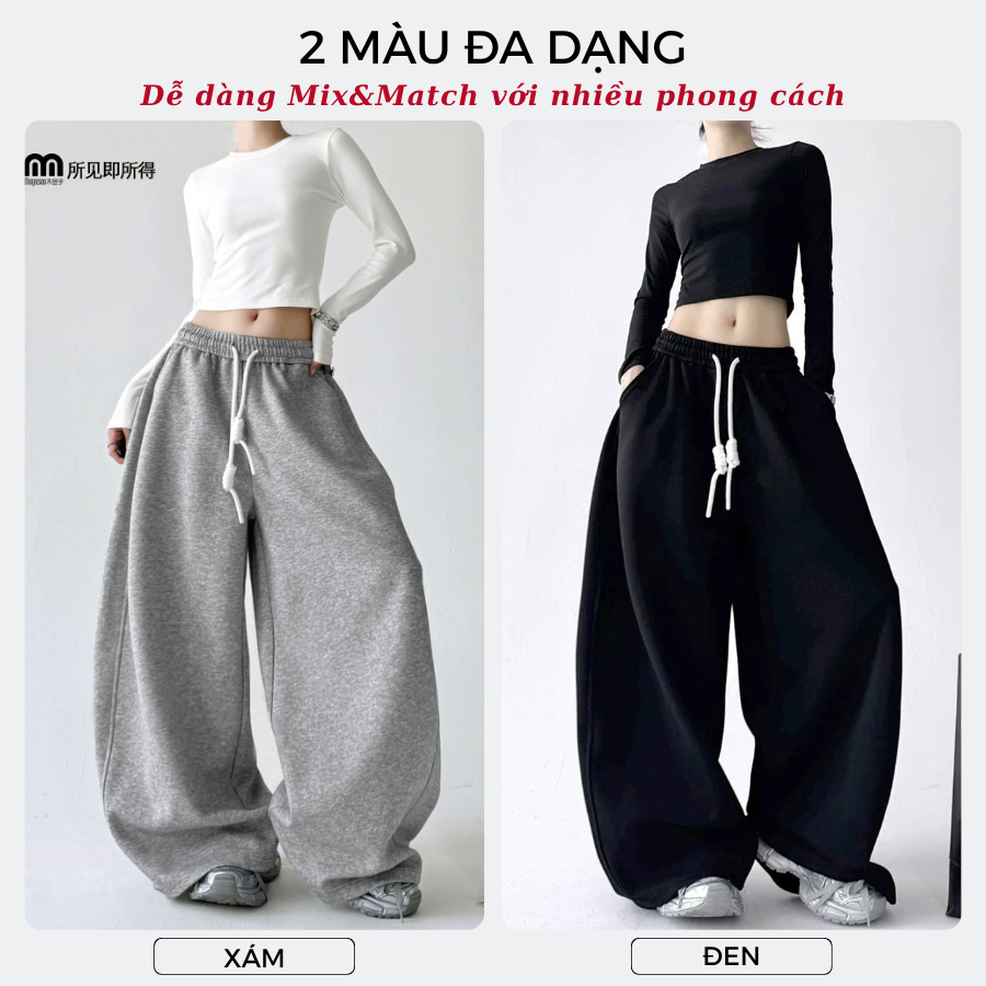 Quần nỉ ống rộng PEAR.CLUB, quần ống siêu rộng phối dây BIGSIZE mặc mùa hè đi biển nhảy dance, cá tính ghi xám Q128 | BigBuy360 - bigbuy360.vn