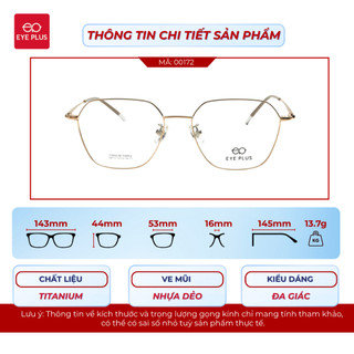 Kính Cận Dáng Đa Giác Nam Nữ Eye Plus 00172 Gọng Kính Titanium Cao Cấp Kính Mắt Kiểu Dáng Thời Trang