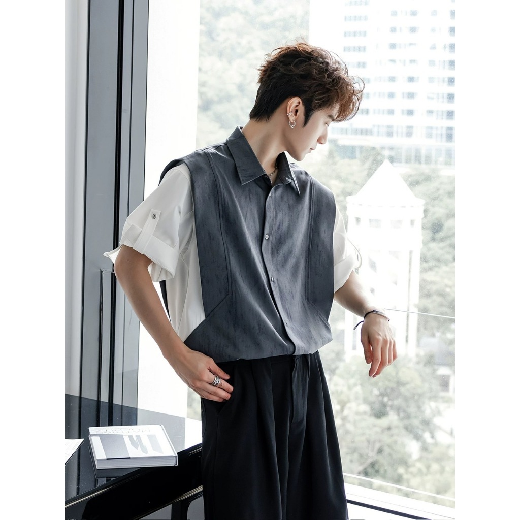 Áo Sơ mi Tay lỡ mix RELIC ISIEUAOTHUNI Unisex