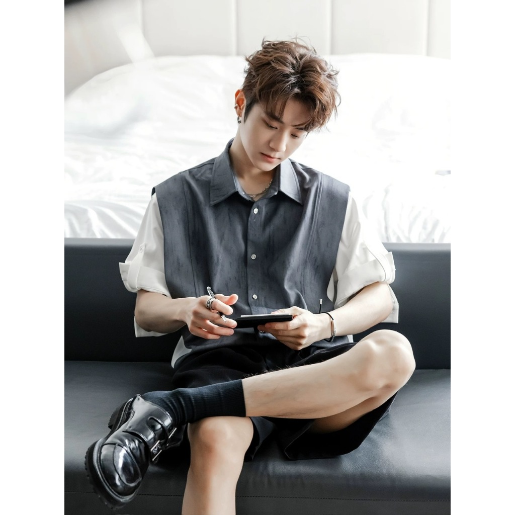 Áo Sơ mi Tay lỡ mix RELIC ISIEUAOTHUNI Unisex