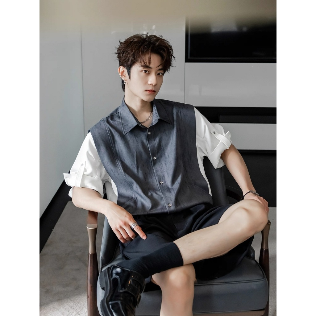 Áo Sơ mi Tay lỡ mix RELIC ISIEUAOTHUNI Unisex