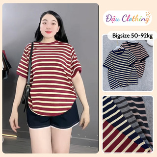 Áo Thun Kẻ Sọc Bigsize Nữ Kẻ Sọc Basic Phong Cách Trẻ Trung Năng Động Cho Chubby 50-92kg A308