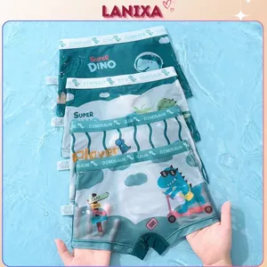 SET 4 Quần sịp đùi bé trai phối lưới thoáng khí mát mẻ co giãn êm ái họa tiết đáng yêu LANIXA L7221