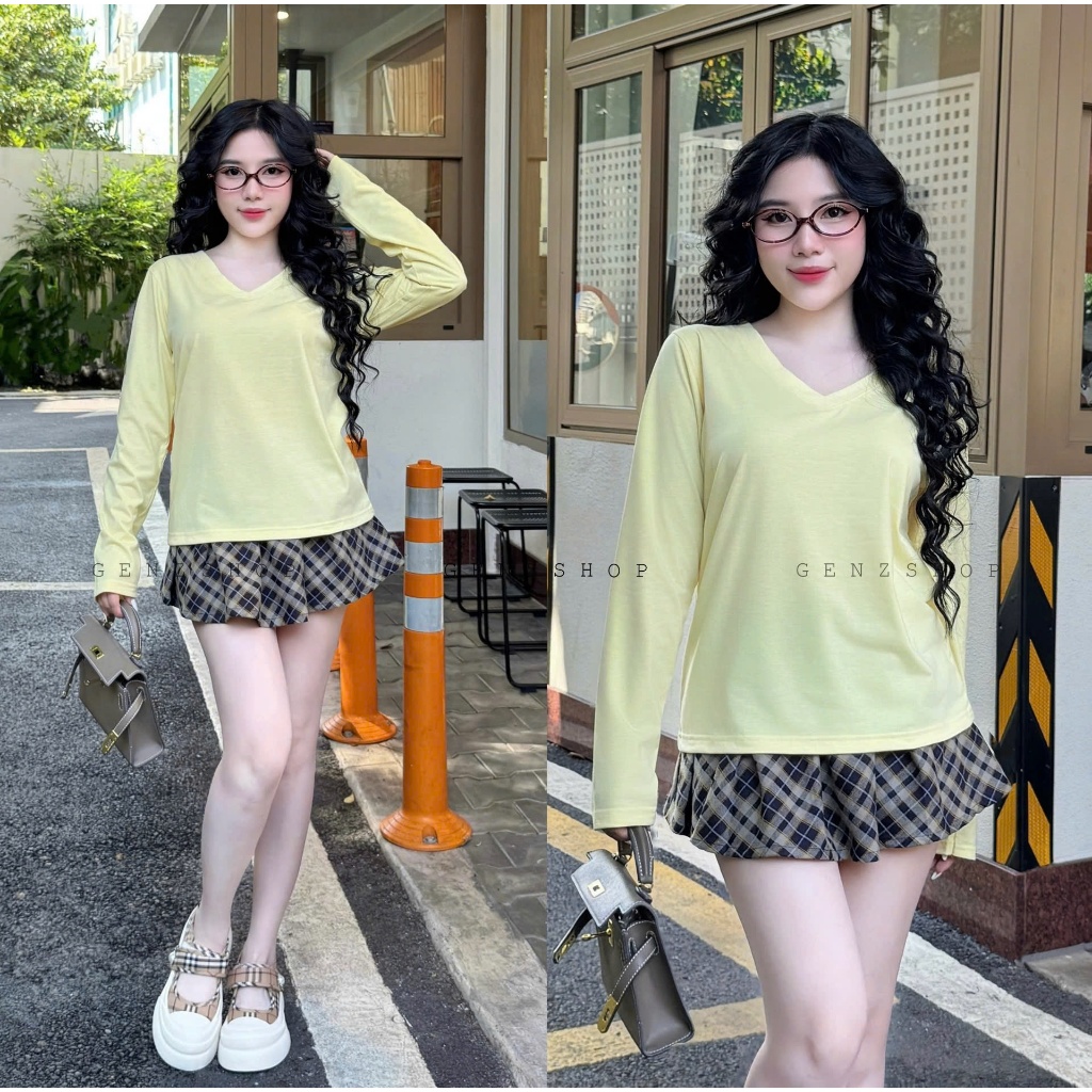 ÁO THUN TAY DÀI Nữ Cổ Tim Form Babytee NHIỀU MÀU DỄ PHỐI ĐỒ BST26