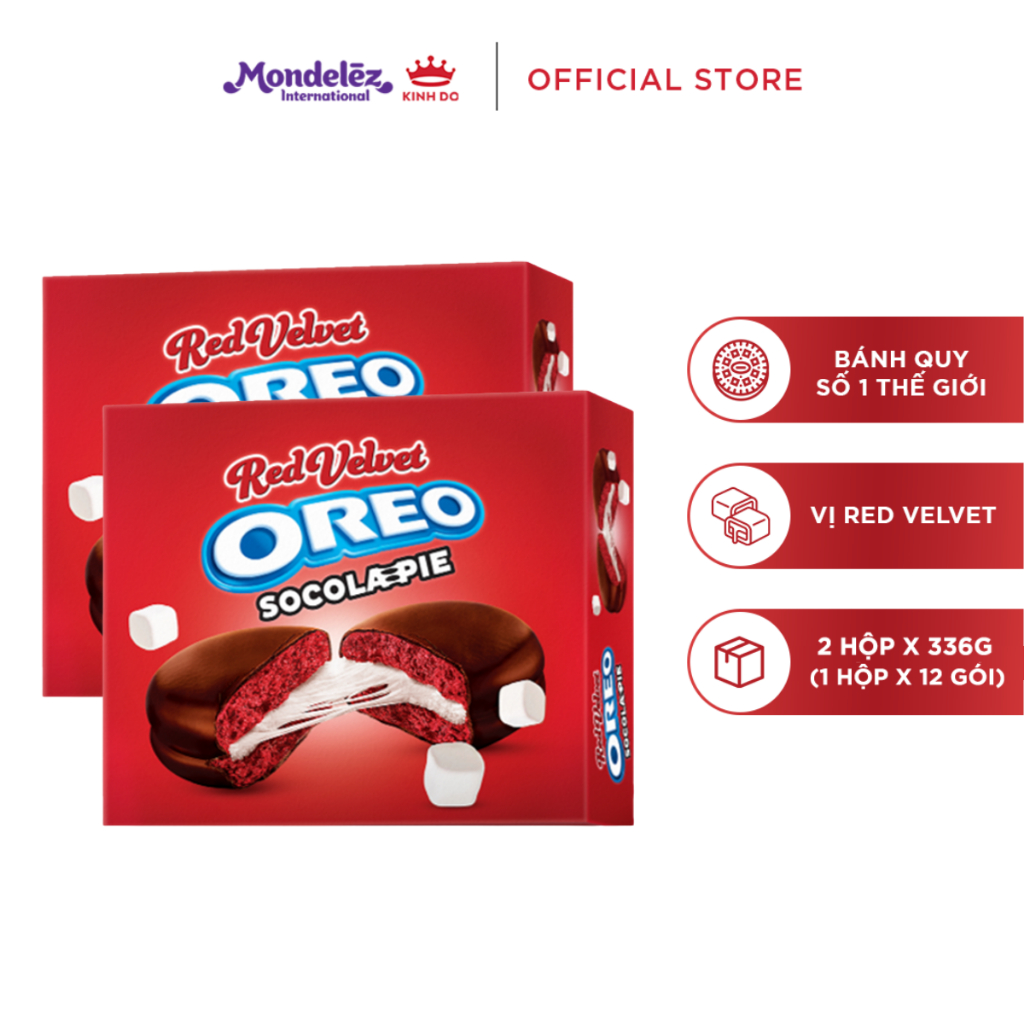 Combo 2 Hộp Bánh Oreo Socola Pie Phiên Bản Red Velvet 336g | Shopee ...
