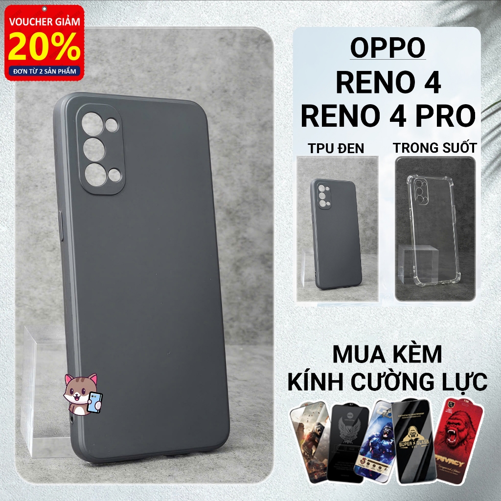 Ốp lưng Oppo Reno4, Reno pro 5g Meocase trơn tpu đen Ốp điện