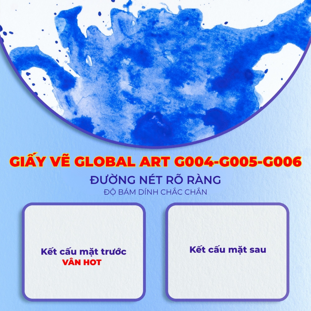 Giấy Vẽ Màu Nước GLOBAL ART 300GSM Cold Pressed, Hot Pressed, Vẽ Màu Nước Acrylic, Gouache, Mặt Mịn Vẽ Chì, Vẽ Chi Tiết