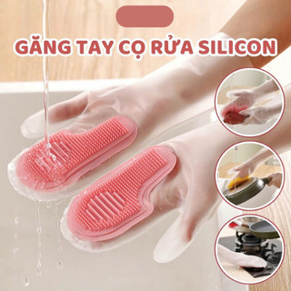 Găng Tay Cao Su Tích Hợp Bàn Chải Silicon Mềm, Găng Tay Có Bàn Chải Rửa Bát Cọ Rửa Nhà Cửa 88530
