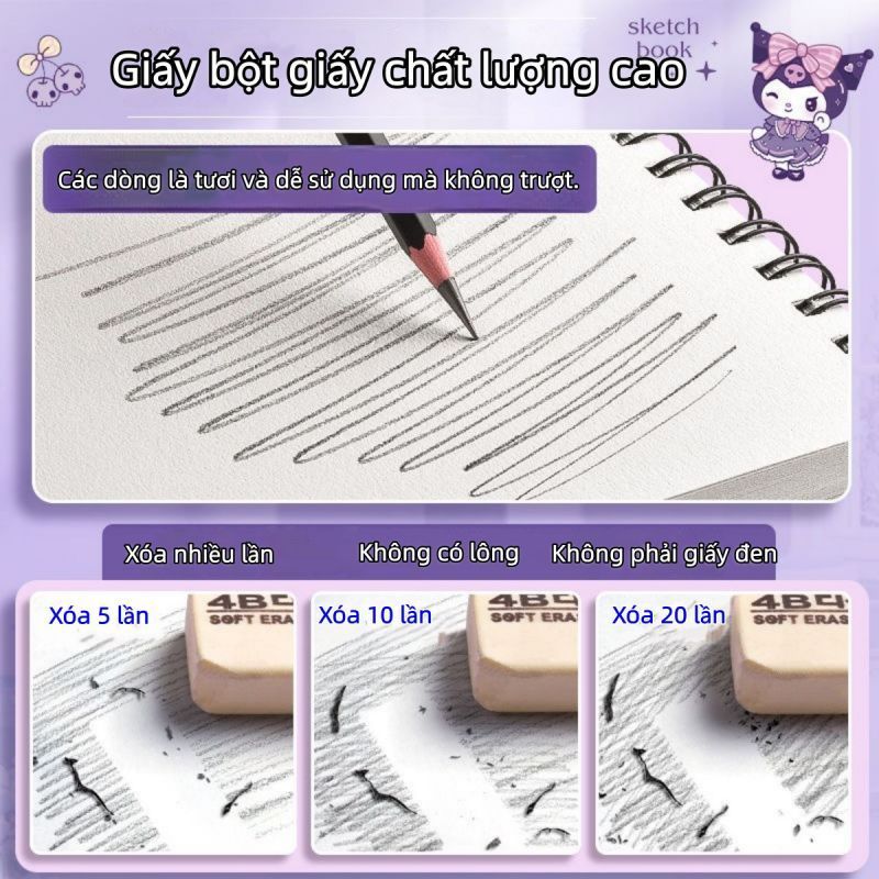 Kuromi Melody A4 Sách vẽ Sách vẽ dễ thương Cartoon Sketch Pad cho trẻ em Trường học Sinh viên Nghệ thuật Cung cấp