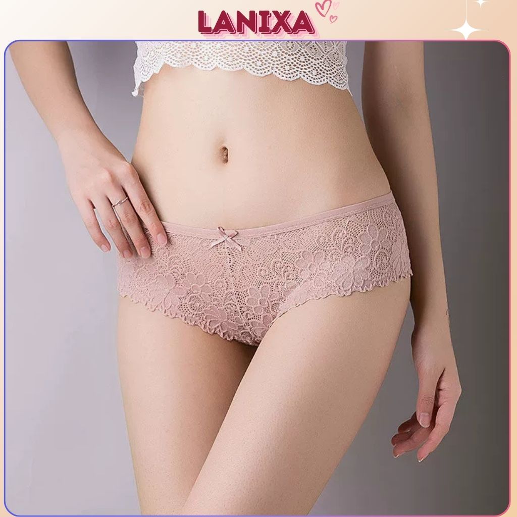 Quần lót nữ sexy vải ren siêu mỏng xuyên thấu thoáng mát gợi cảm và quyến rũ LANIXA L6824