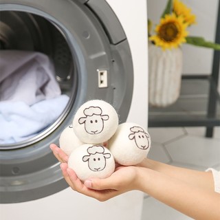 Bóng Len Sấy Quần Áo 6 Viên 100% Lông Cừu New Zealand – Khô Nhanh 40%, Giảm Nhăn, Tặng Túi Vải