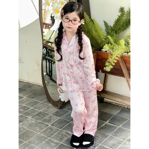 VOI KIDS đồ bộ bé gái chất lụa cao cấp ,mềm mịn mát . Họa tiết cute THỎ HỒNG MELODY.(20 - 35 ,1m15 - 1m40 )