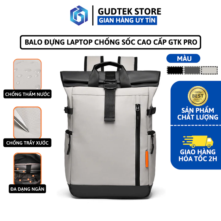 Balo Da Đựng Laptop Chống Sốc Cao Cấp, Balo Du Lịch, Balo Đi Học, Backpack Nhiều Ngăn, Chống Thấm Nước GTK Pro