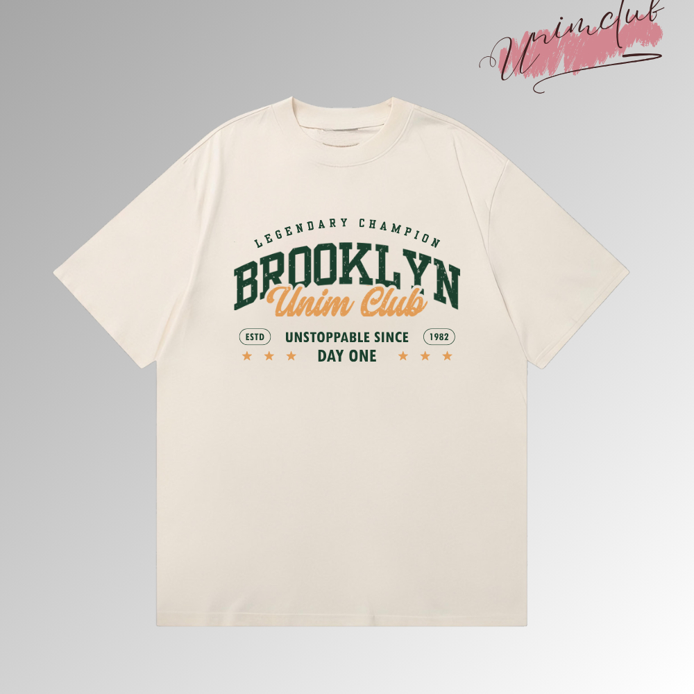 Áo Thun Brooklyn Cổ Tròn Tay Lỡ Unim Clun Form Rộng Unisex Chất Liệu Cotton Việt USA Cao Cấp Mềm Mịn Thoáng Mát