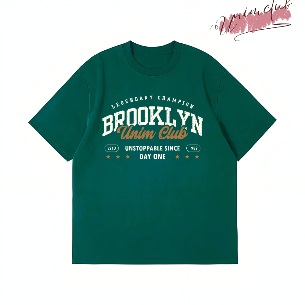 Áo Thun Brooklyn Cổ Tròn Tay Lỡ Unim Clun Form Rộng Unisex Chất Liệu Cotton Việt USA Cao Cấp Mềm Mịn Thoáng Mát