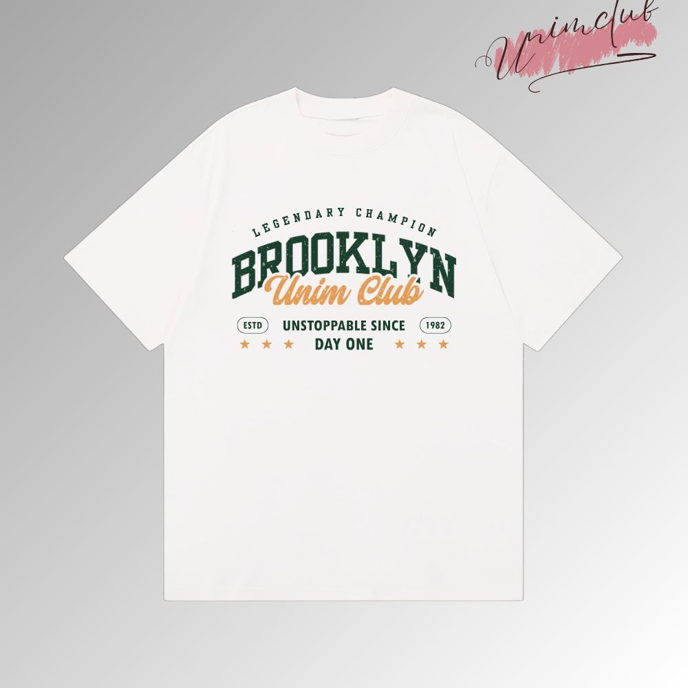 Áo Thun Brooklyn Cổ Tròn Tay Lỡ Unim Clun Form Rộng Unisex Chất Liệu Cotton Việt USA Cao Cấp Mềm Mịn Thoáng Mát