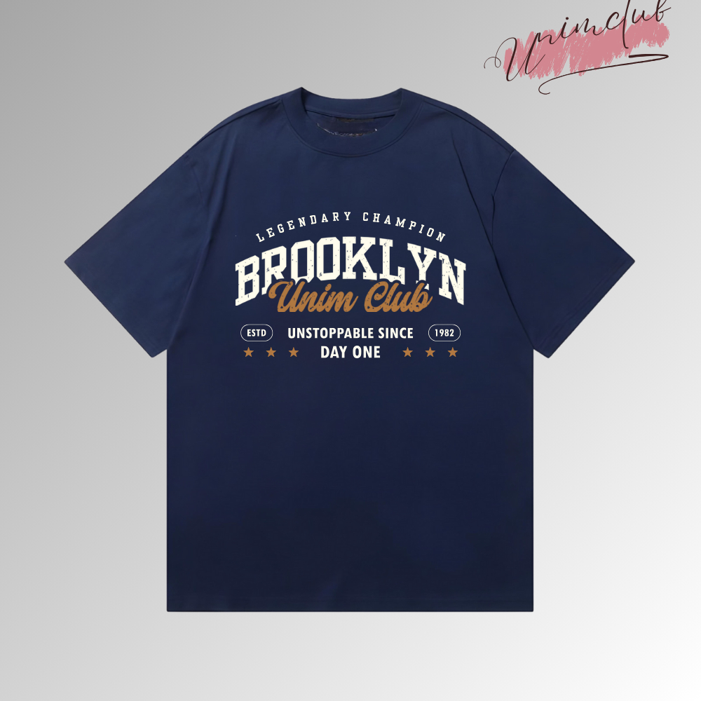 Áo Thun Brooklyn Cổ Tròn Tay Lỡ Unim Clun Form Rộng Unisex Chất Liệu Cotton Việt USA Cao Cấp Mềm Mịn Thoáng Mát