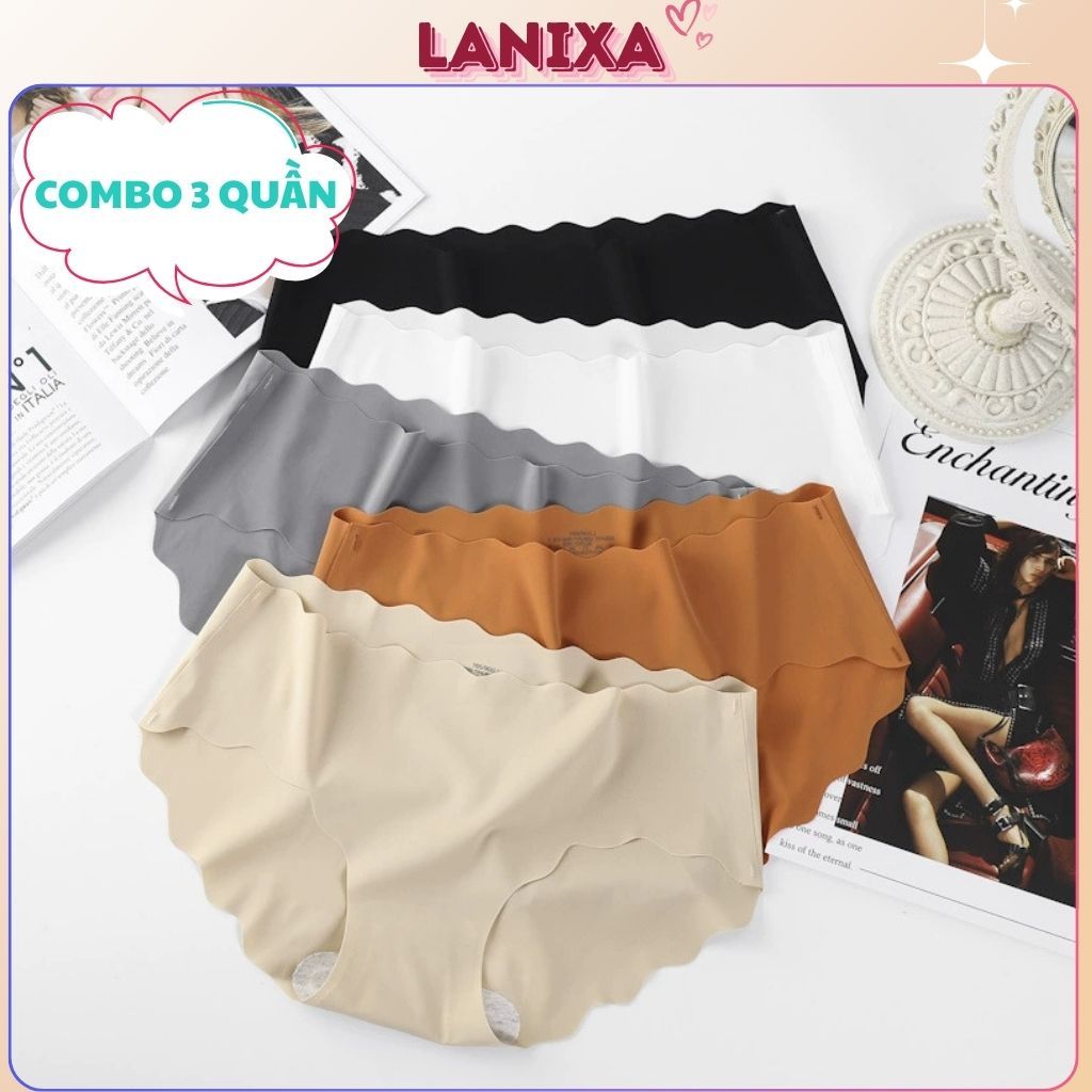 COMBO 3 Quần lót nữ su đúc mềm mịn thoáng mát cạp vừa tôn dáng gợi cảm viền gợn sóng LANIXA LA09