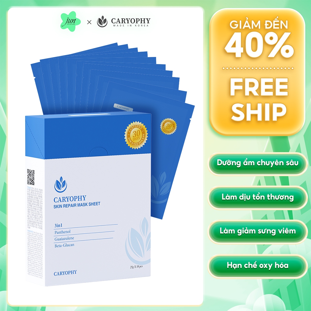 Mặt nạ phục hồi da CARYOPHY 25g (Caryophy Skin Repair Mask Sheet 25g hộp 10 miếng)