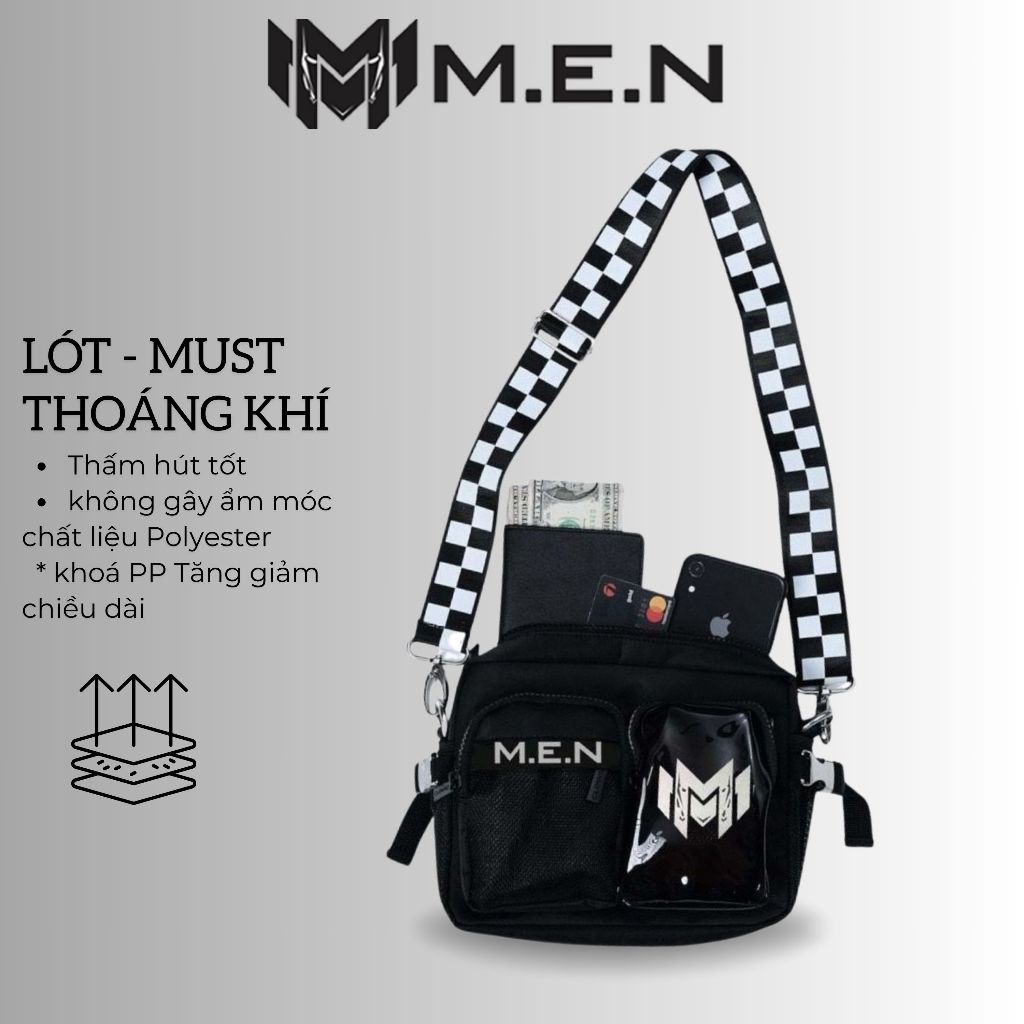 Túi đeo chéo mẫu mới M.E.N hình mực cute nam nữ hiện đại GSRT4 [cao cấp}