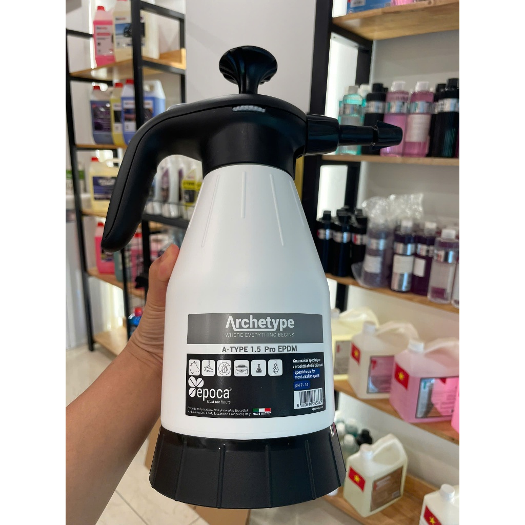 Bình xịt rửa xe ô tô, xe máy chịu hóa chất 1.5 lít A-Type 1.5 PRO EPDM – thương hiệu Epoca Made in Italy
