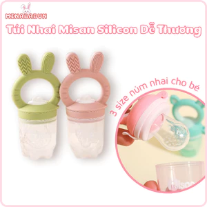 Túi Nhai Misan Hình Dễ Thương Silicon Kèm 3 Size Núm, Túi Nhai Gặm Nướu Cho Bé Misan Silicone Cho Bé Từ 6 Tháng