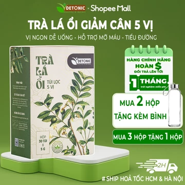 Trà lá ổi giảm cân DETONIC dùng cho người giảm cân giảm mỡ, hỗ trợ tiểu đường mỡ máu và gout lâu năm hiệu quả