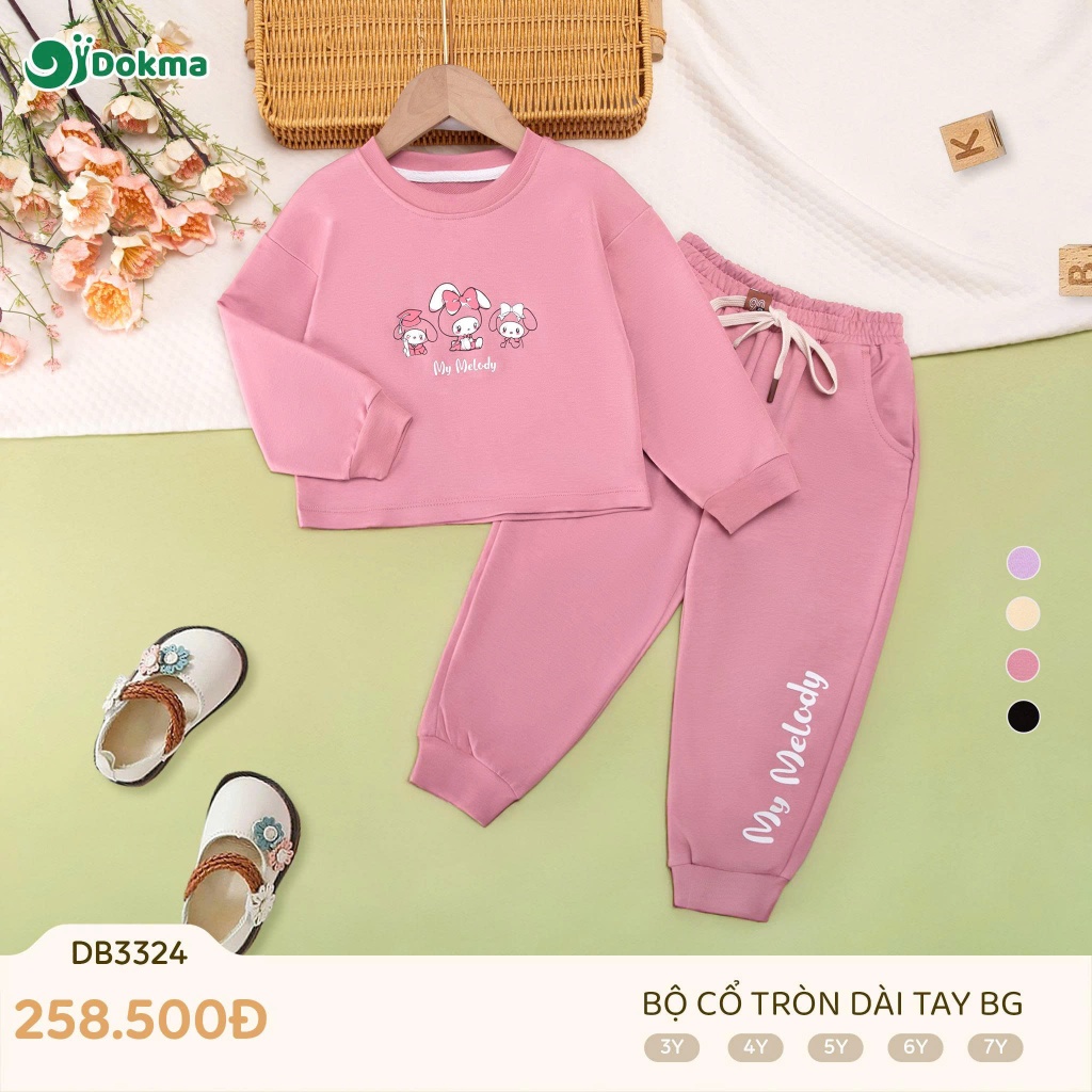 (13-25kg, 3-7Y) Bộ Dài Tay Cổ Tròn Chất Nỉ, Da Cá Dokma DB2531 DB2363 DB3335 DB3324 DB3841 DB3332