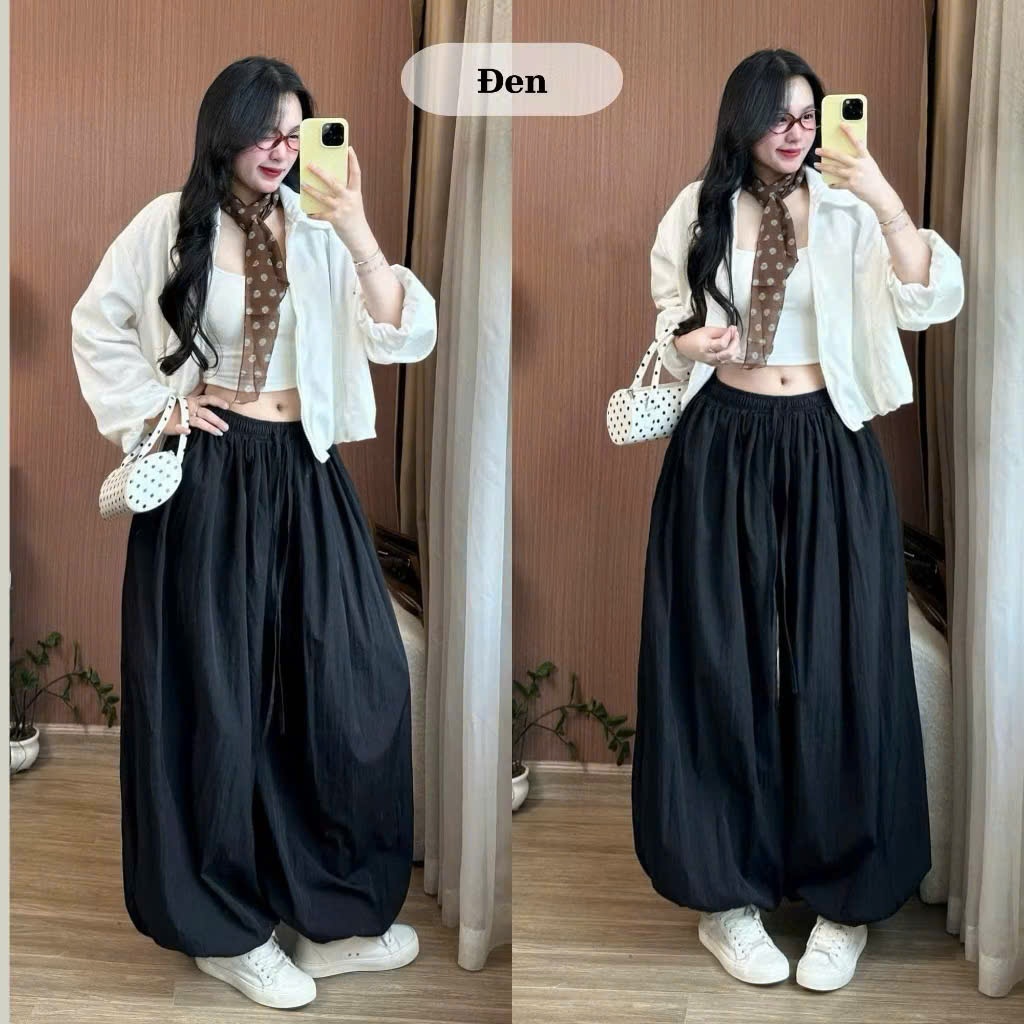 Quần Balloon Pants Đi Biển Nữ Cạp Chun Ống Bo Gấu Form Rộng Thời Trang Joolate – Dễ Mặc, Dễ Phối