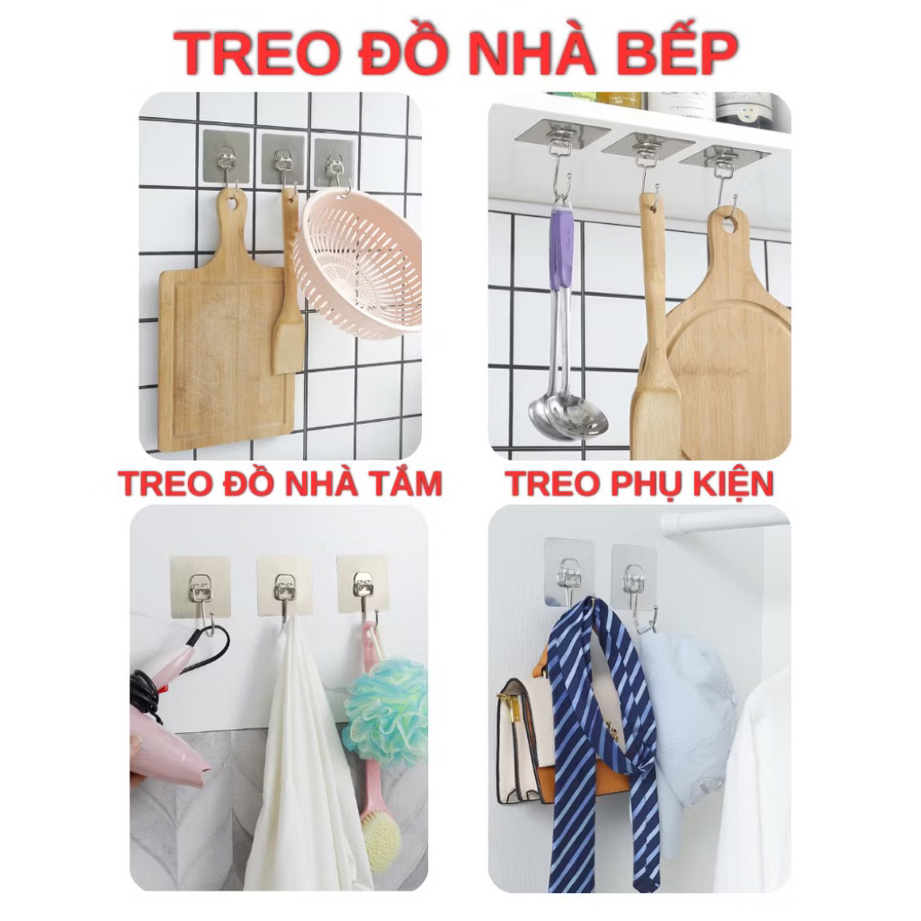 SALLE 50% Combo 10 Móc Dán Tường Siêu Dính Móc Inox 304, Móc Dán Nhà Tắm Siêu Chịu Lực