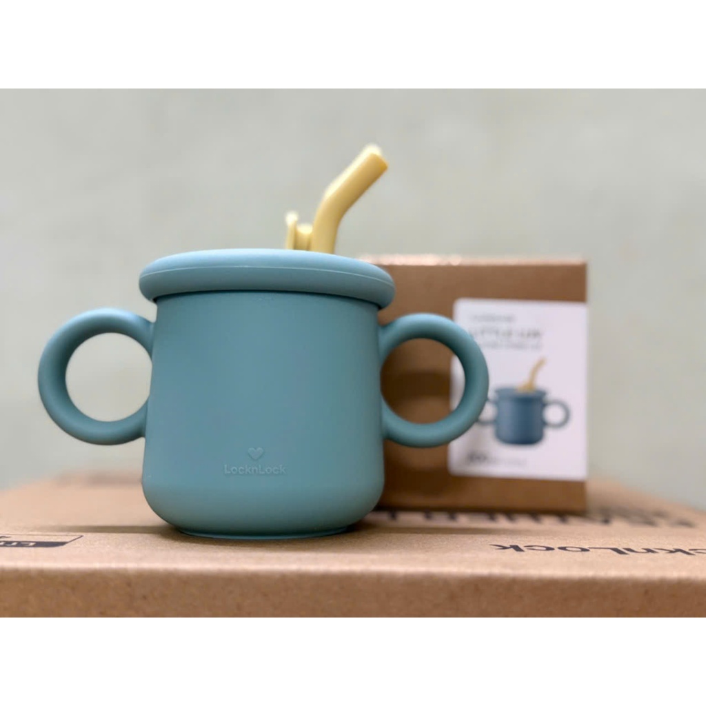 Cốc Silicone Kèm Ống Hút LocknLock Little Luv Straw Cup LBB015 Dung Tích 200ml, 3 Màu - K-MALL