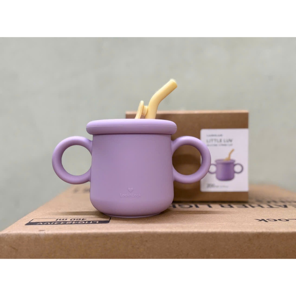 Cốc Silicone Kèm Ống Hút LocknLock Little Luv Straw Cup LBB015 Dung Tích 200ml, 3 Màu - K-MALL