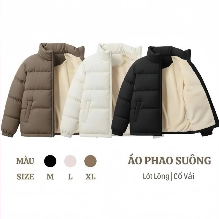 Áo Khoác Phao.Áo Phao Suông lót lông cừu cao cấp ,Áo đại hàn dày dặn Chống rét, Giữ ấm Cơ Thể Cho Nam Nữ Unisex Mẫu 2025