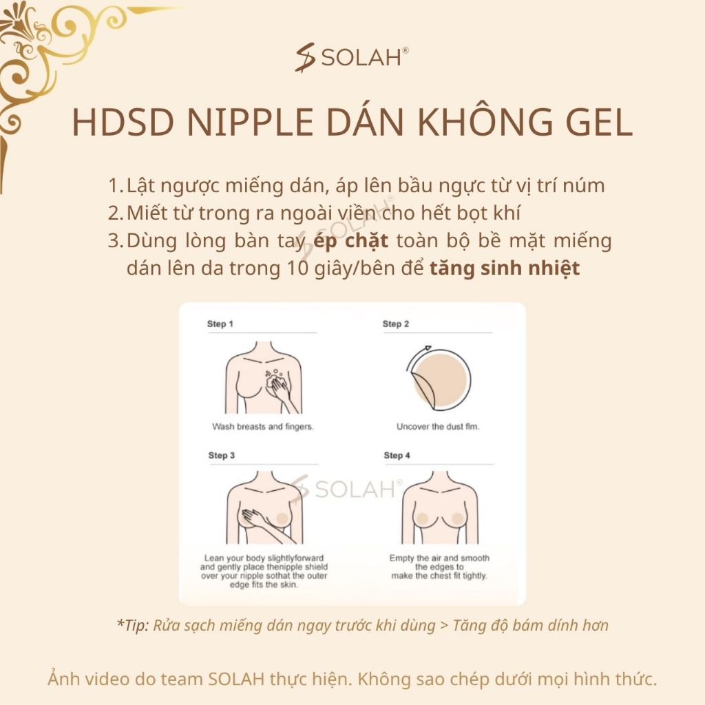Miếng Dán Ngực Silicon Non Dẻo Có Lỗ Không Gel SOLAH Hạt Vừng Chống Mồ Hôi Biển Du Lịch Dự Tiệc NP14
