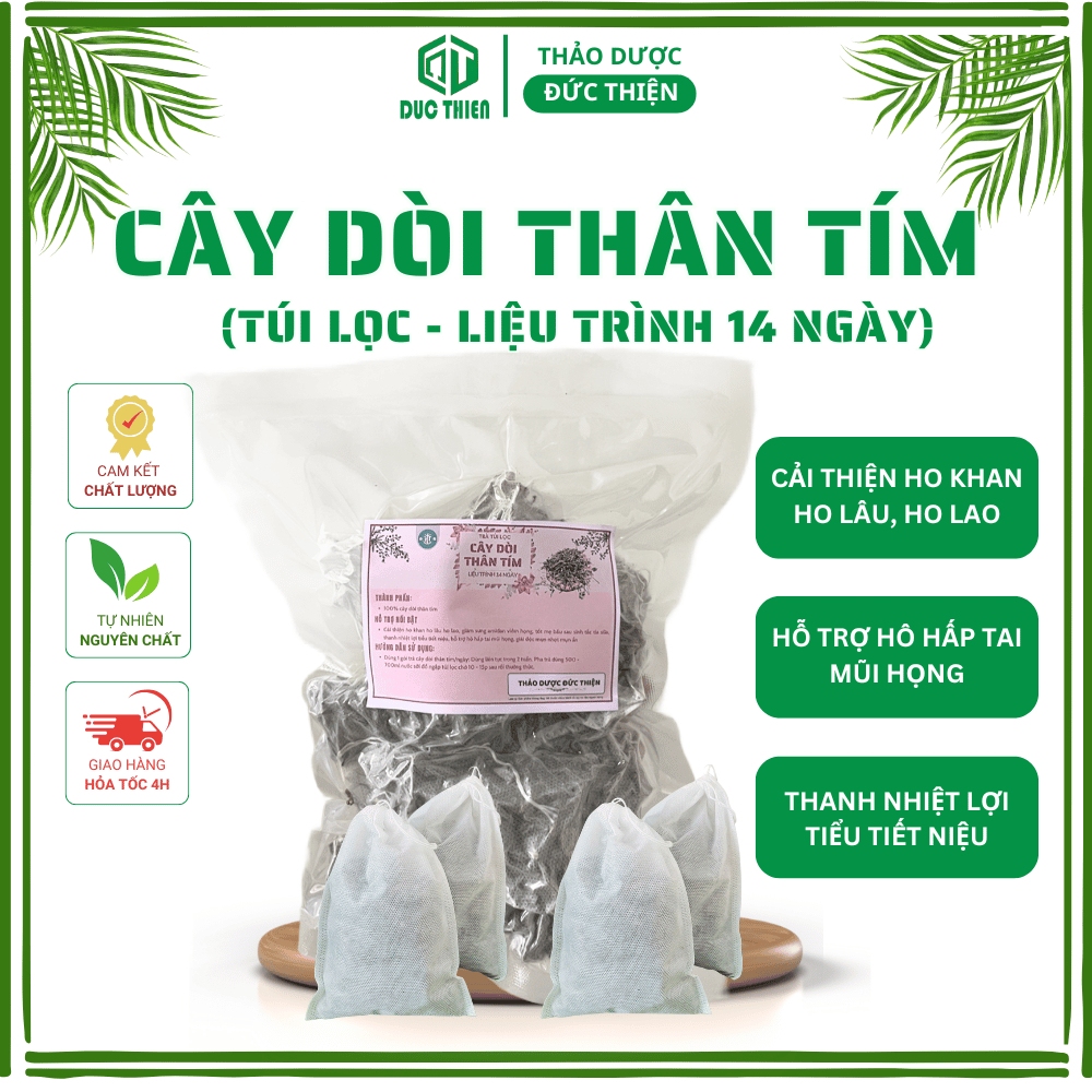 Trà Túi Lọc Cây Dòi Thân Tím (Bọ Mắm) Đức Thiện – Liệu Trình 14 Ngày – Giảm Ho, Đau Họng, Nước Mát