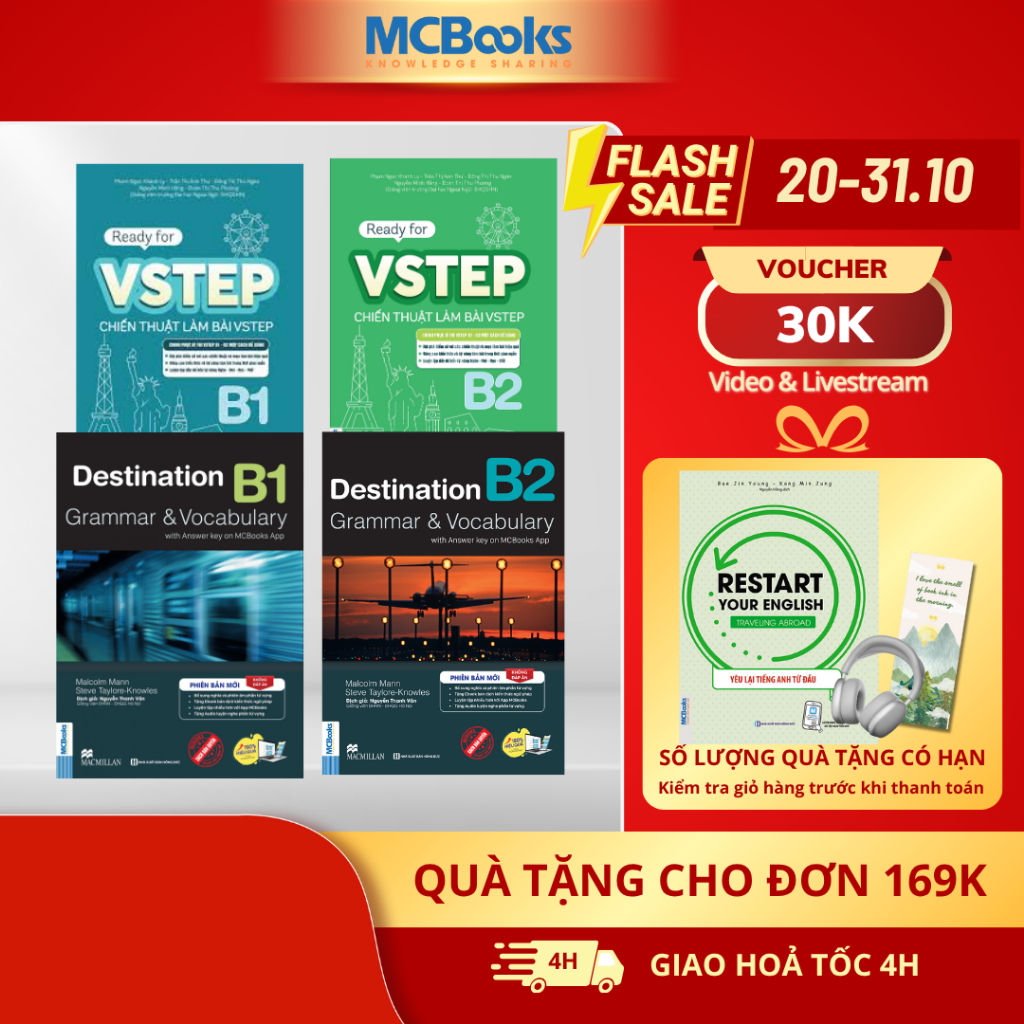 Sách - Combo Destination + VSTEP - Luyện thi chứng chỉ Tiếng Anh trình độ B1,B2 MCBooks
