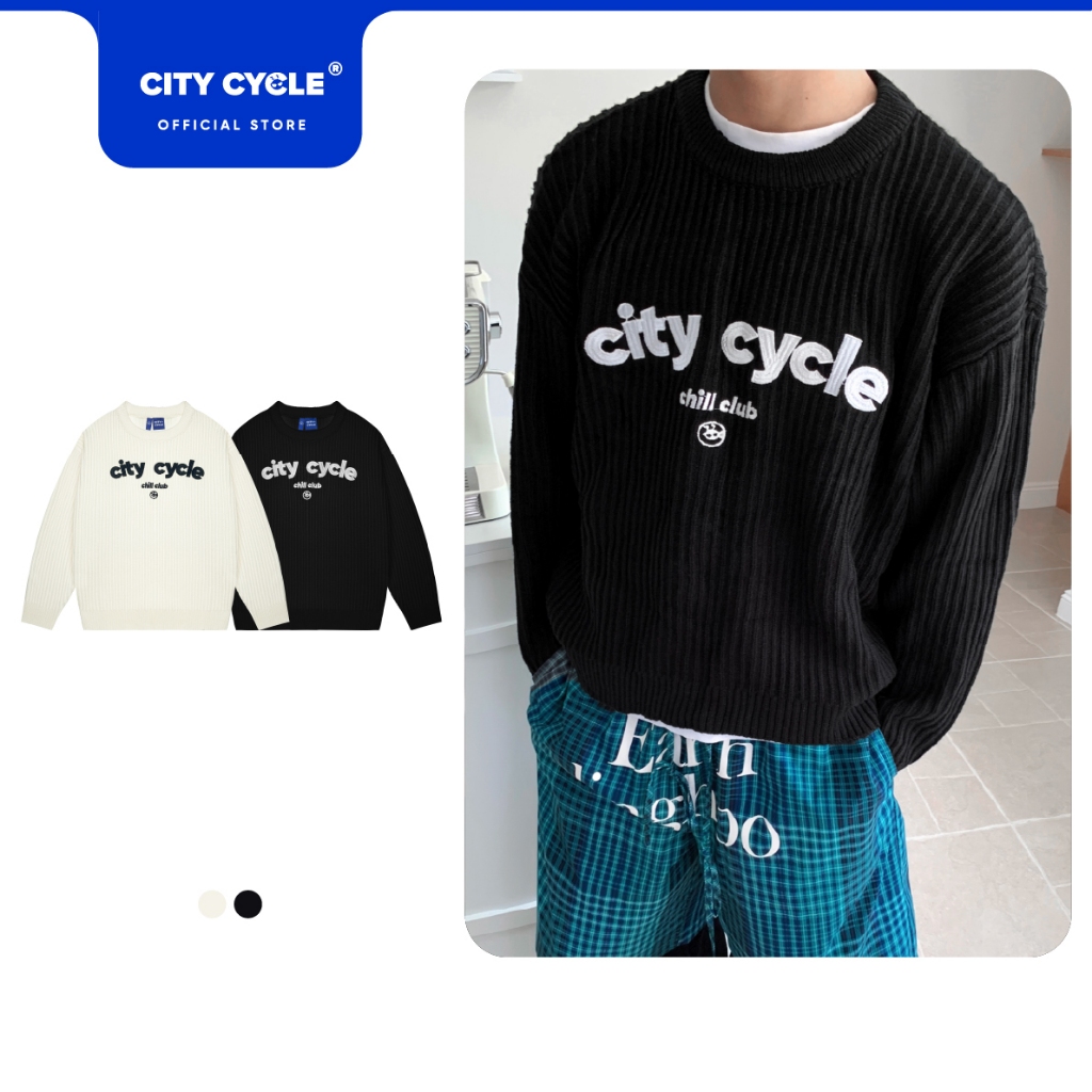Áo sweater len boxy mùa đông nam nữ Local Brand Chính Hãng City Cycle Áo sweater len Chill Club