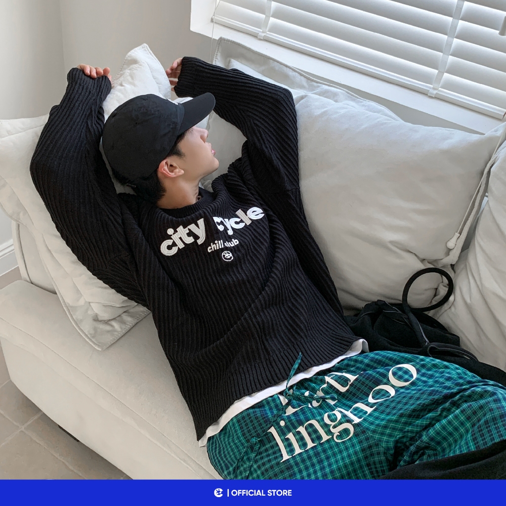 Áo sweater len boxy mùa đông nam nữ Local Brand Chính Hãng City Cycle Áo sweater len Chill Club