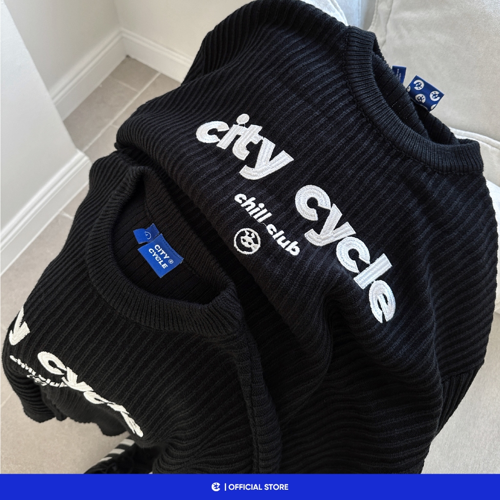 Áo sweater len boxy mùa đông nam nữ Local Brand Chính Hãng City Cycle Áo sweater len Chill Club